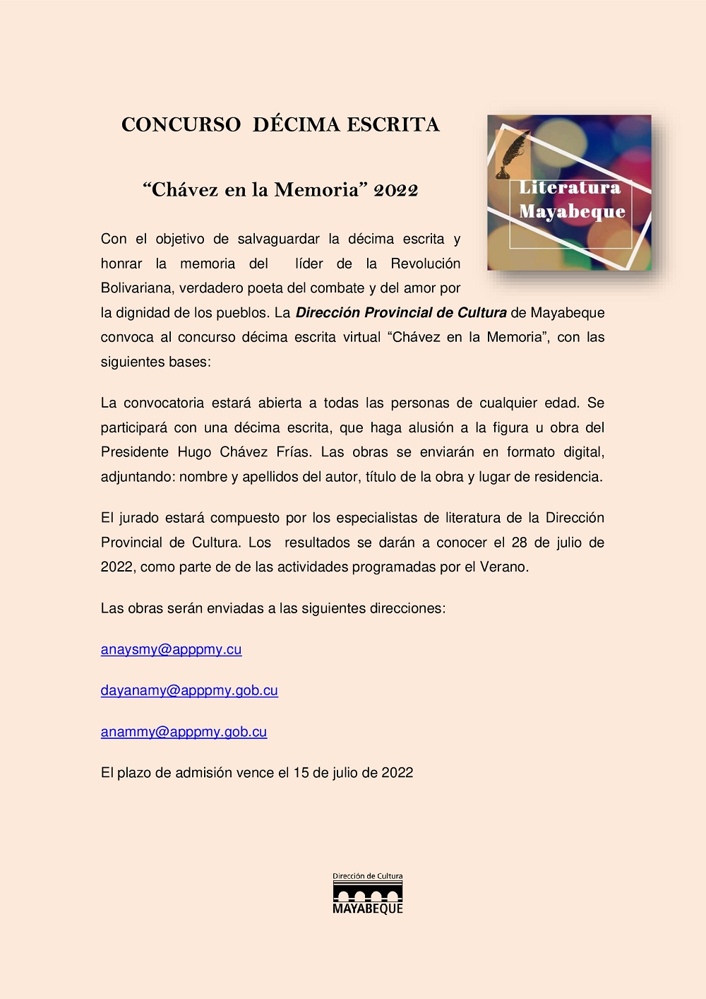 Convocatoria Chavez en la Memoria 2022